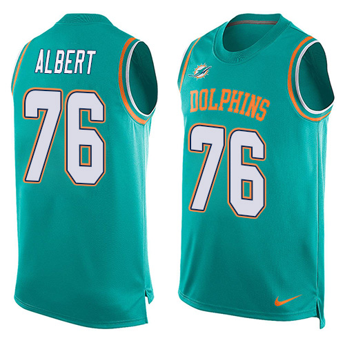 Men's Limited Branden Albert Nike Jersey Aqua Green - #76 Player Name & Number Tank Top NFL Miami Dolphins